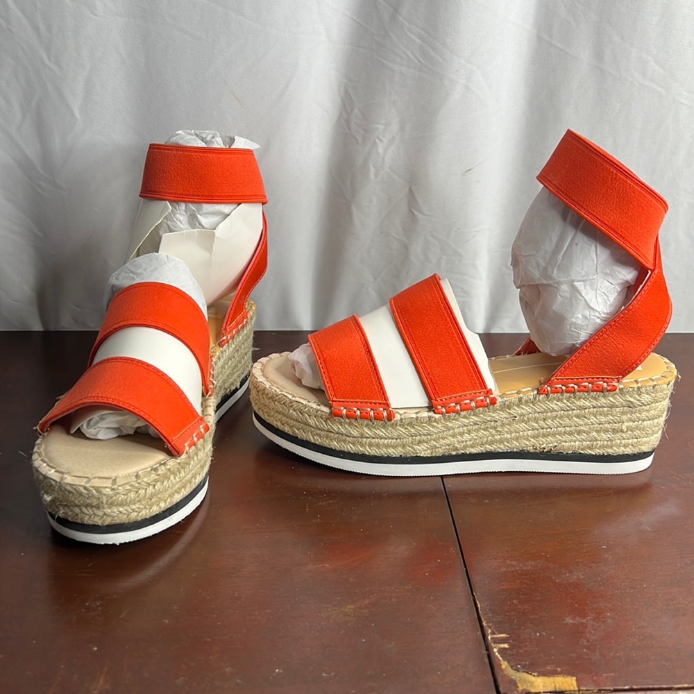 7.5 Coral ( orange) elastic sandal